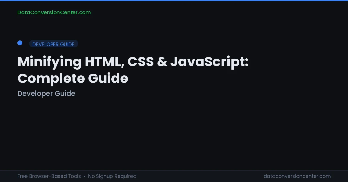 Minifying HTML, CSS & JavaScript: Complete Guide (2026)